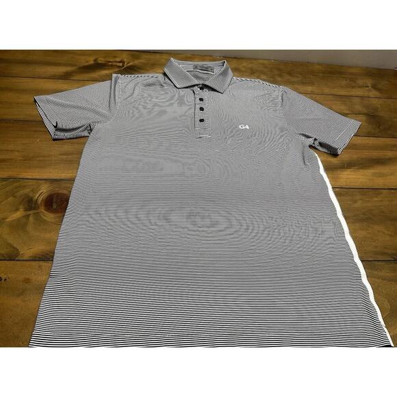 G/FORE Golf Polo Striped Mens Medium Black White Short Sleeve - Picture 1 of 9